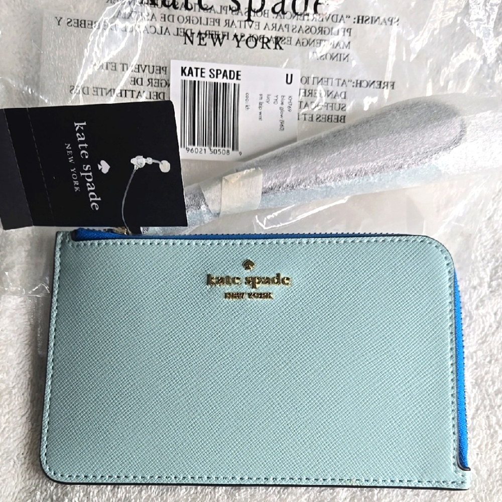 Kate Spade Light/Bright Blue Corner  Zip  Wristlet NWT